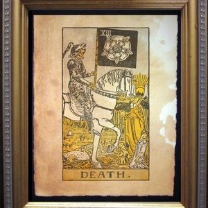 Death Vintage Tarot Card Art Print Tea Stained